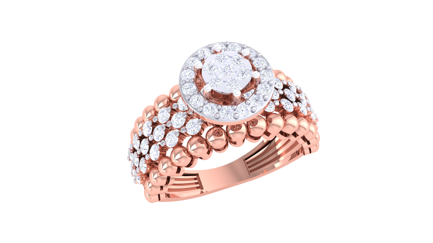 Éclat Couronne Lumina Gold Ring – 0.68 Ct Round Diamond Cluster