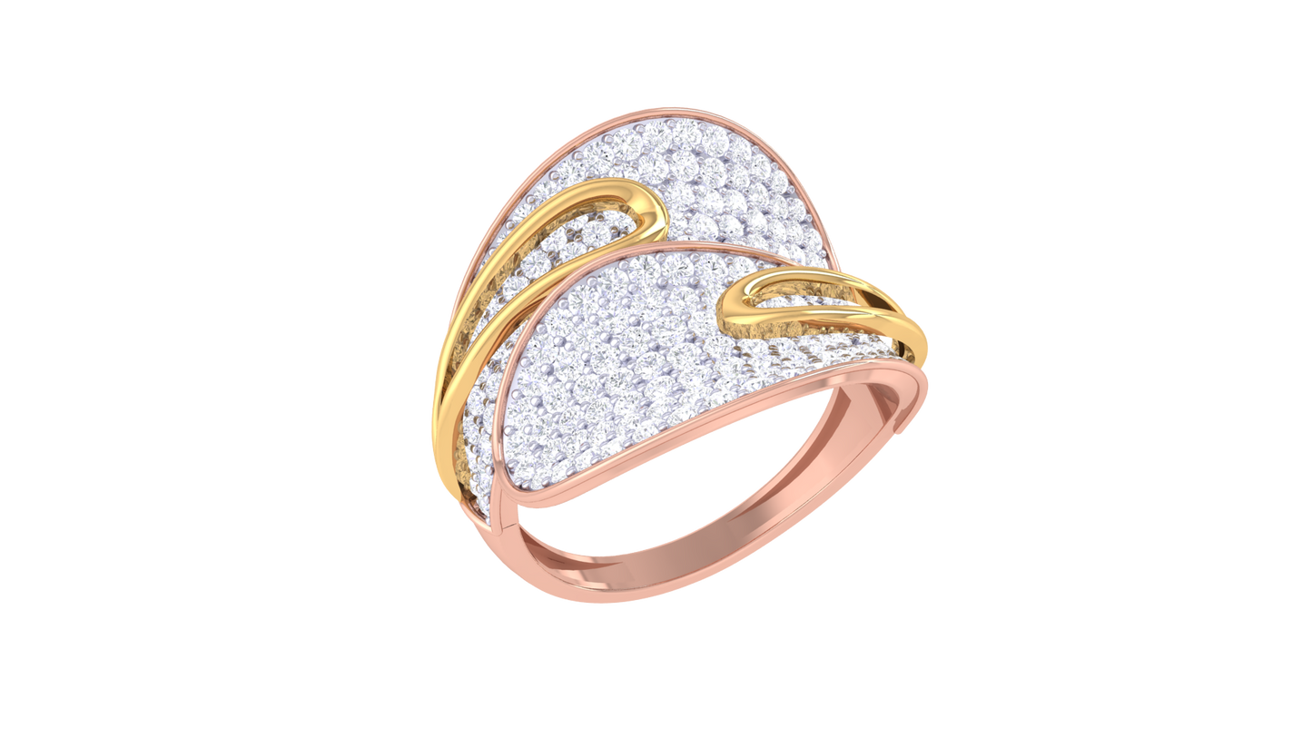 Lumiere Waves of Brilliance Golden Ring – 1.65 Ct Pave Set Diamonds