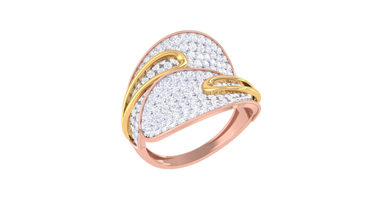 Lumiere Waves of Brilliance Golden Ring – 1.65 Ct Pave Set Diamonds