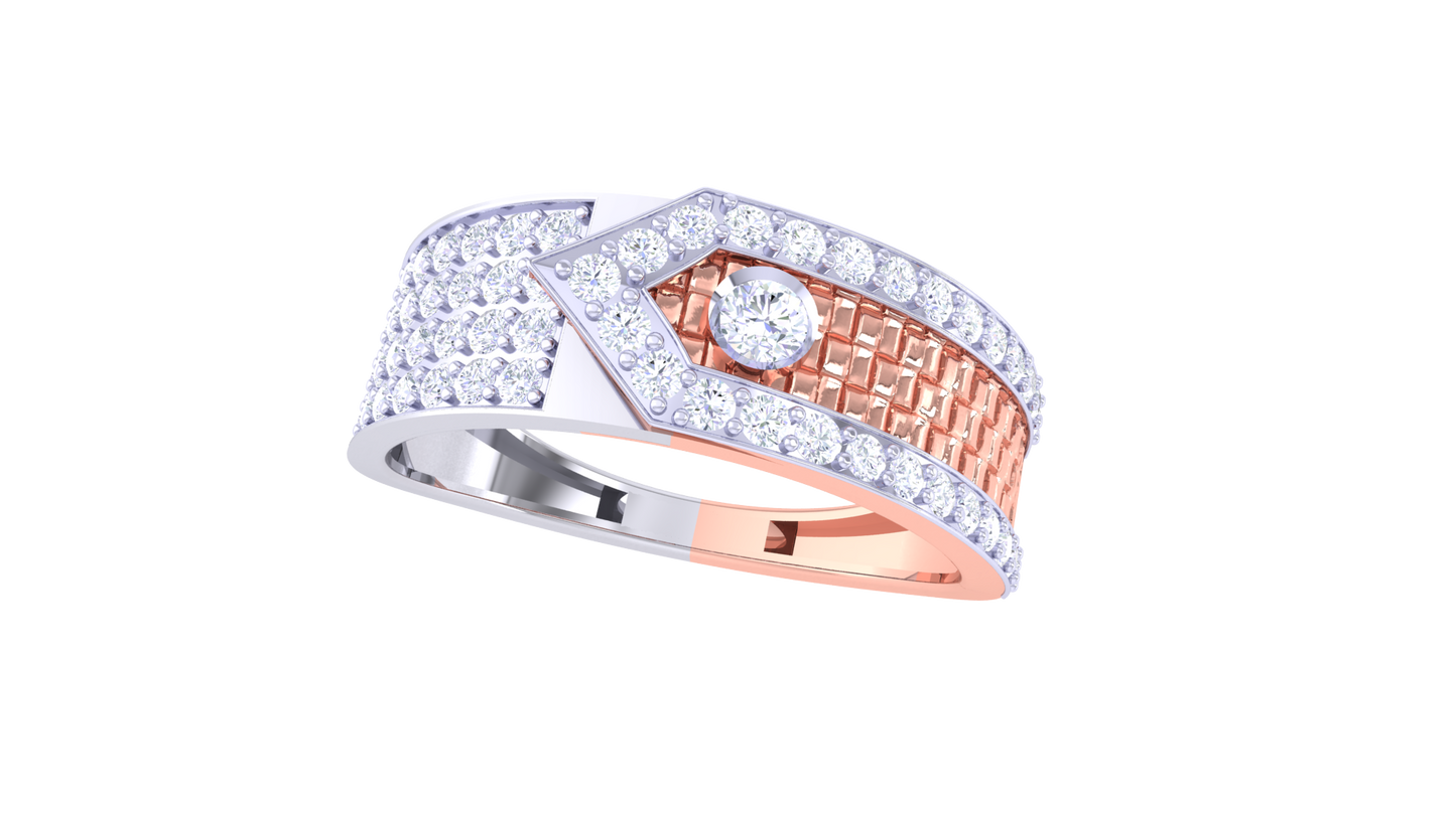 Lumière Axe Doré Rose Gold Ring – 0.74 Ct Pave Set Diamonds