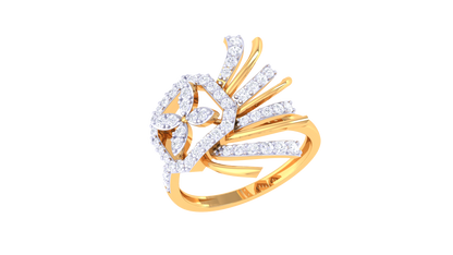 Eclat Hexa Bloom Gold Ring - 0.45 Ct Sparking Diamond Petals