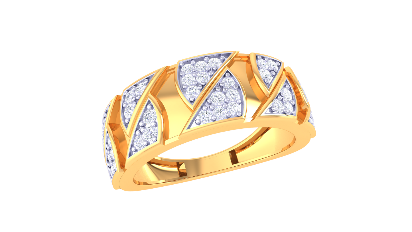 Éclat Zigzag Illustre – 0.38 Ct Round Diamond Gold Ring