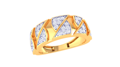 Éclat Zigzag Illustre – 0.38 Ct Round Diamond Gold Ring