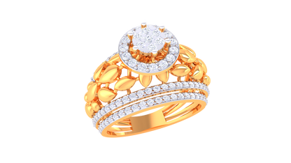 Éclat Motif Radiant Rose Gold Ring – 0.63 Ct Round Diamond Cluster