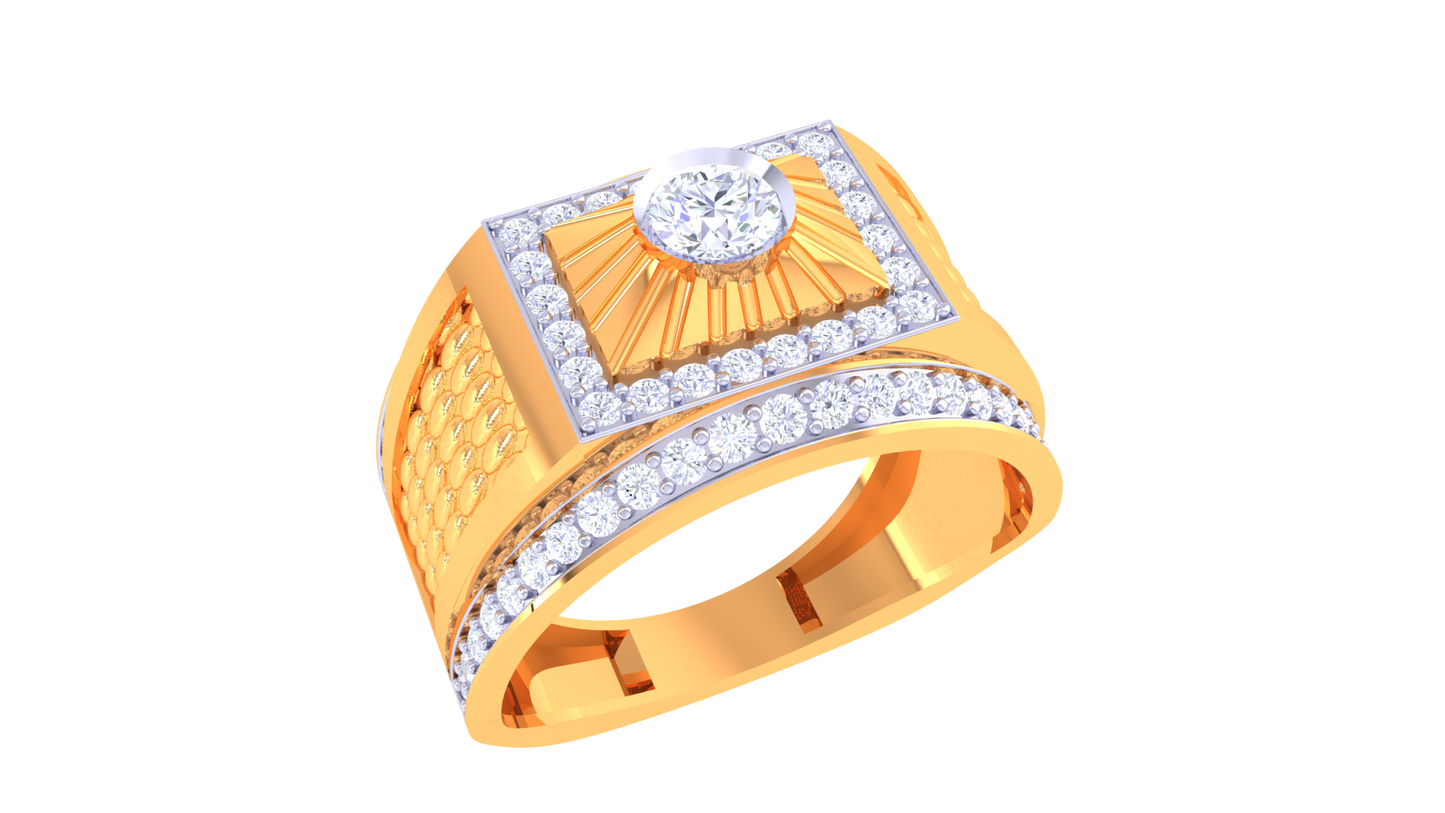 Éclat Soleil Rayonnant Gold Ring – 4.39  Ct Round Pave Diamonds