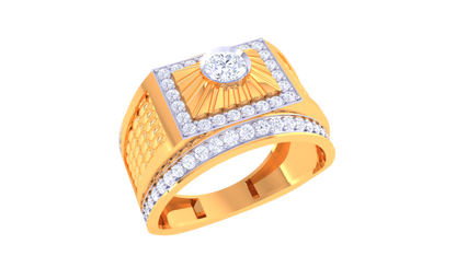 Éclat Soleil Rayonnant Gold Ring – 4.39  Ct Round Pave Diamonds