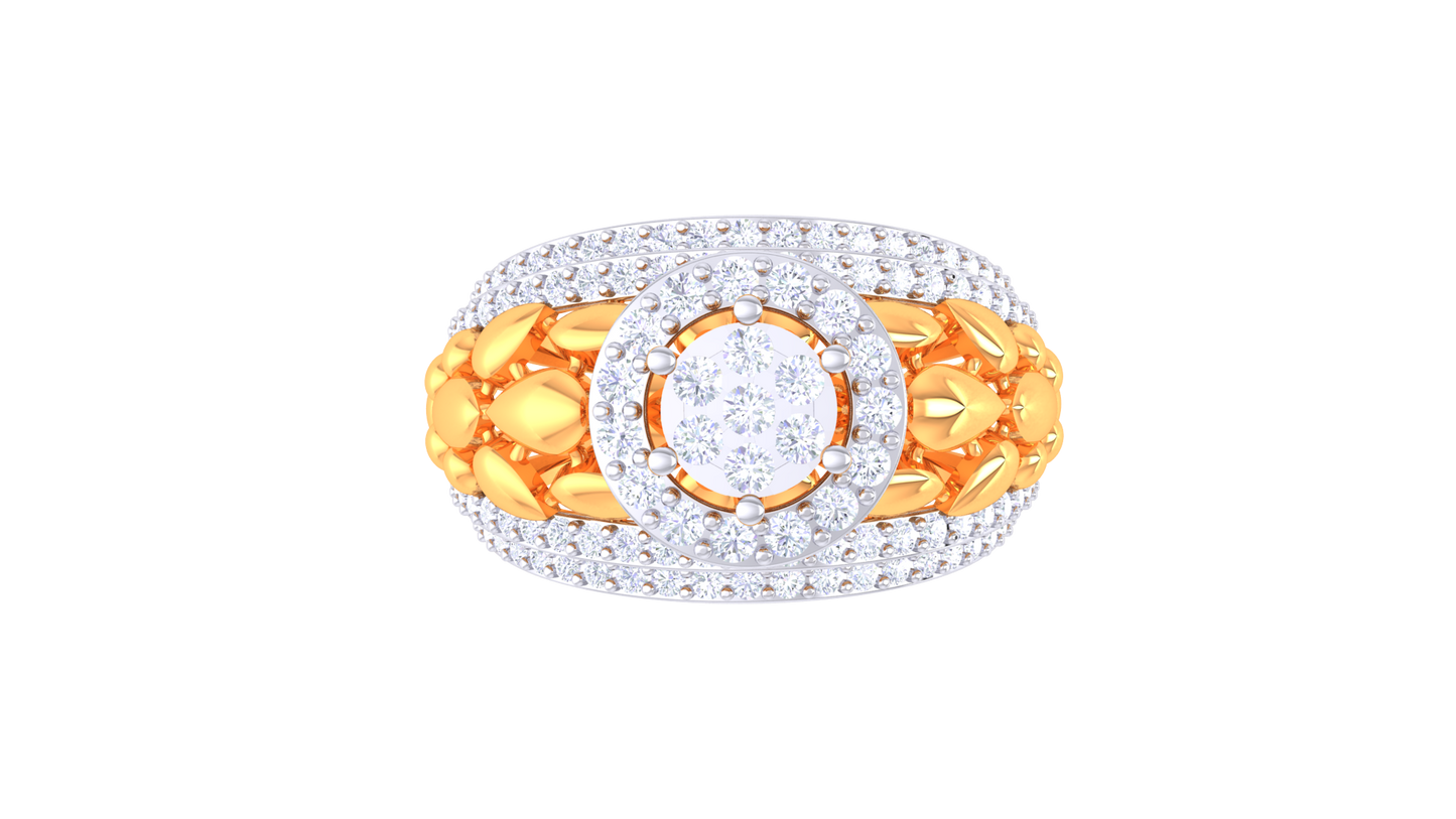 Éclat Motif Radiant Rose Gold Ring – 0.63 Ct Round Diamond Cluster
