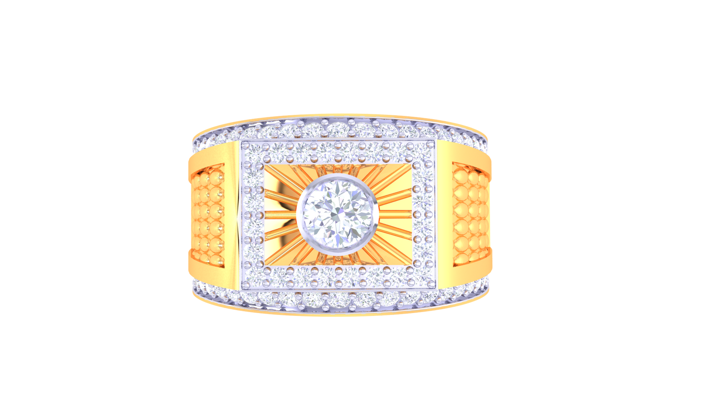 Éclat Soleil Rayonnant Gold Ring – 4.39  Ct Round Pave Diamonds