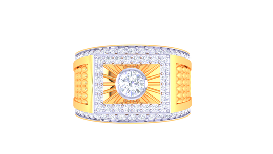 Éclat Soleil Rayonnant Gold Ring – 4.39  Ct Round Pave Diamonds