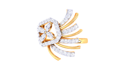 Eclat Hexa Bloom Gold Ring - 0.45 Ct Sparking Diamond Petals