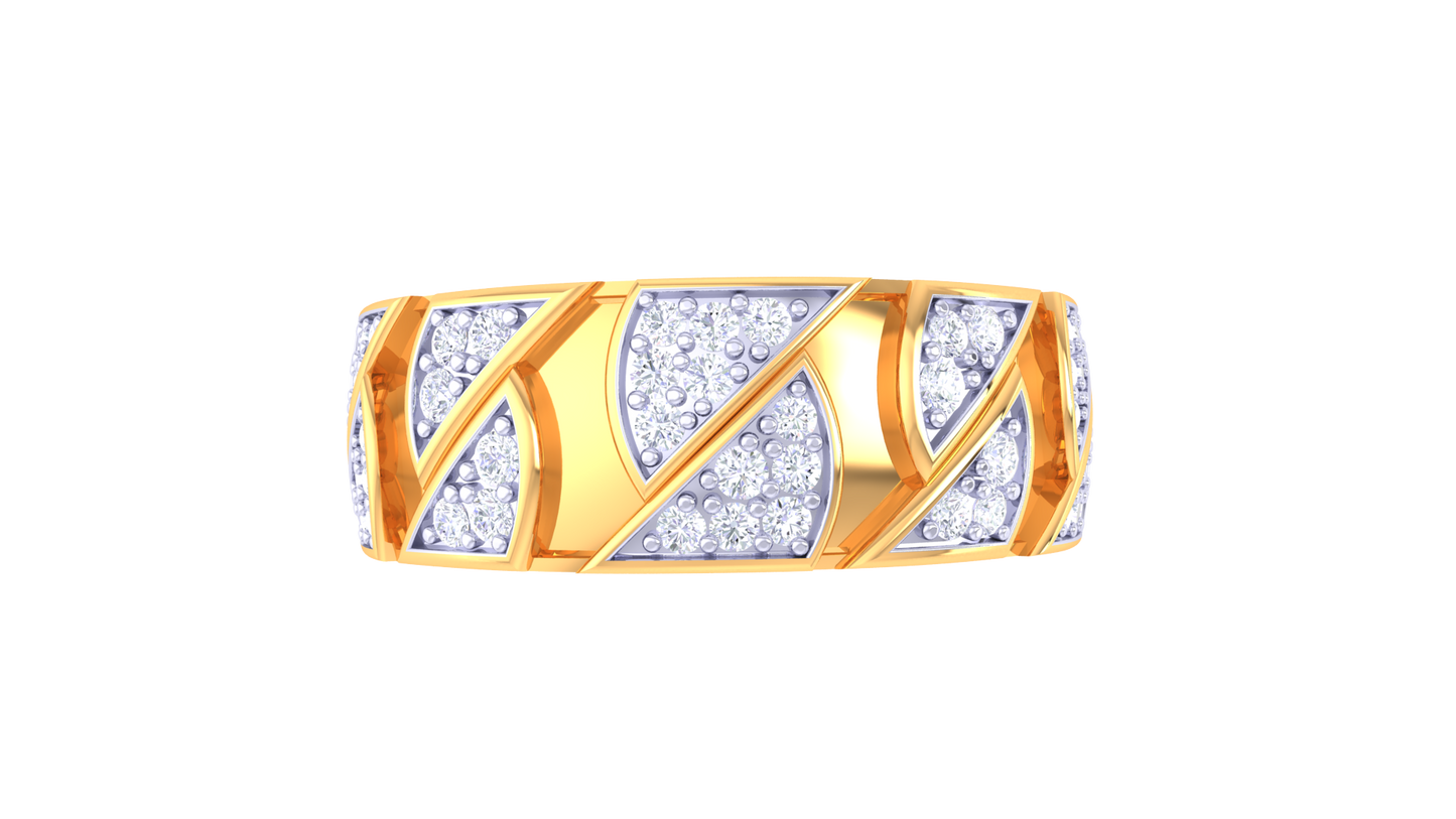 Éclat Zigzag Illustre – 0.38 Ct Round Diamond Gold Ring