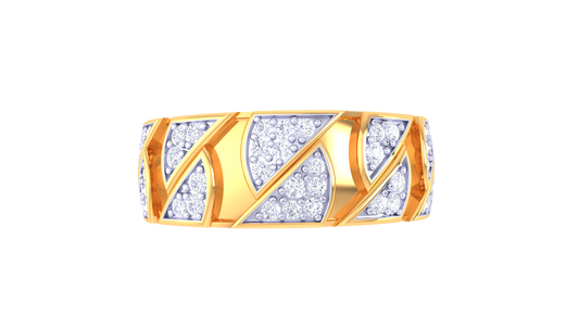 Éclat Zigzag Illustre – 0.38 Ct Round Diamond Gold Ring