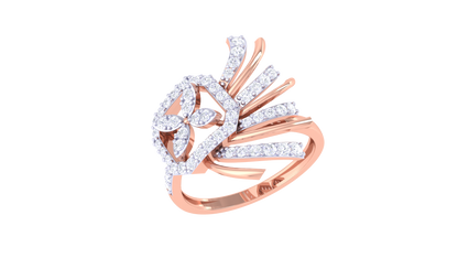 Eclat Hexa Bloom Gold Ring - 0.45 Ct Sparking Diamond Petals