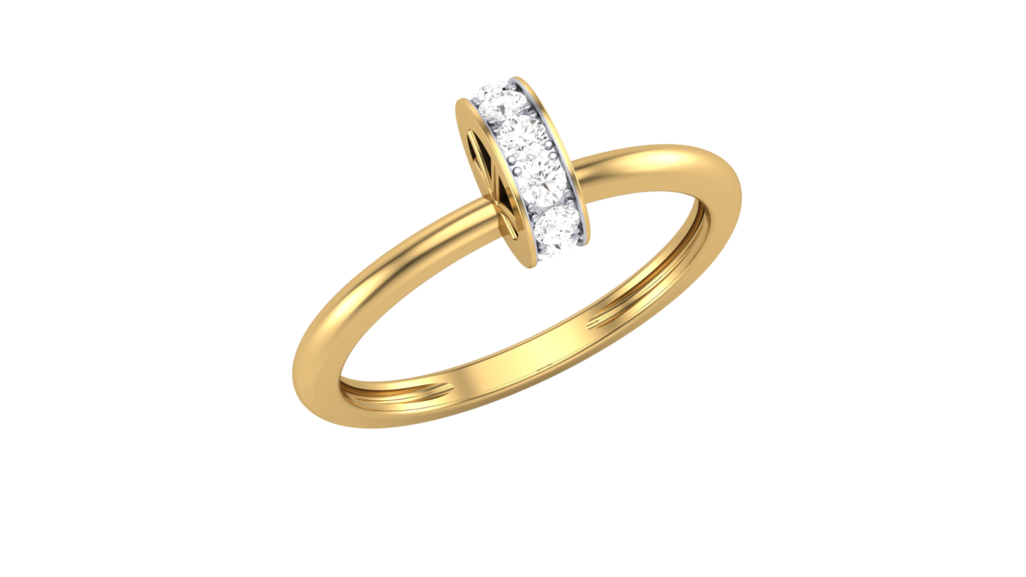 The Lumiere Bouquet Gold Ring With - 0.17 Ct Round Diamond