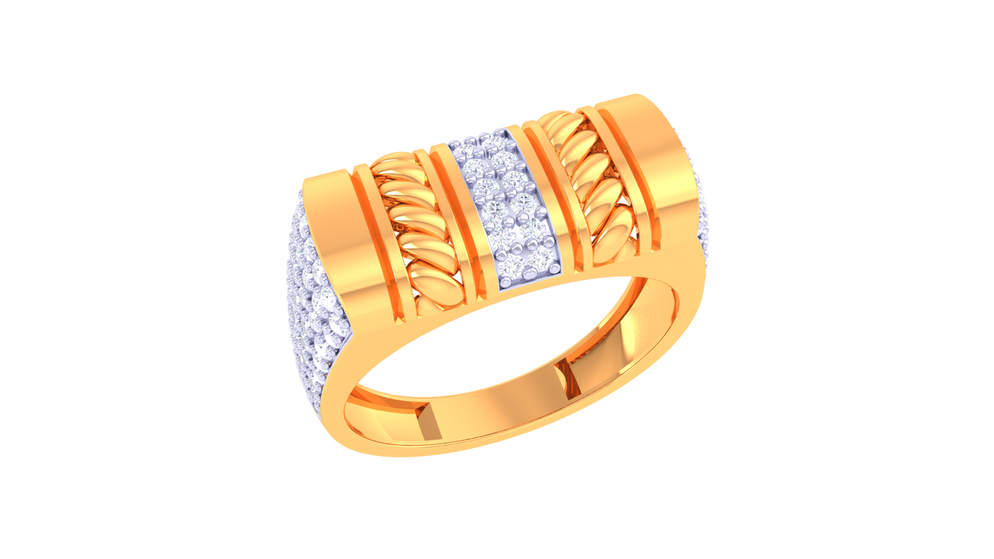 Éclat Signature Braid Gold Ring – 0.82 Ct Bold Diamonds
