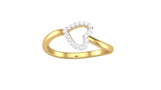 Lumiere Radiant Heart - 0.09 Ct Round Diamond Gold Ring
