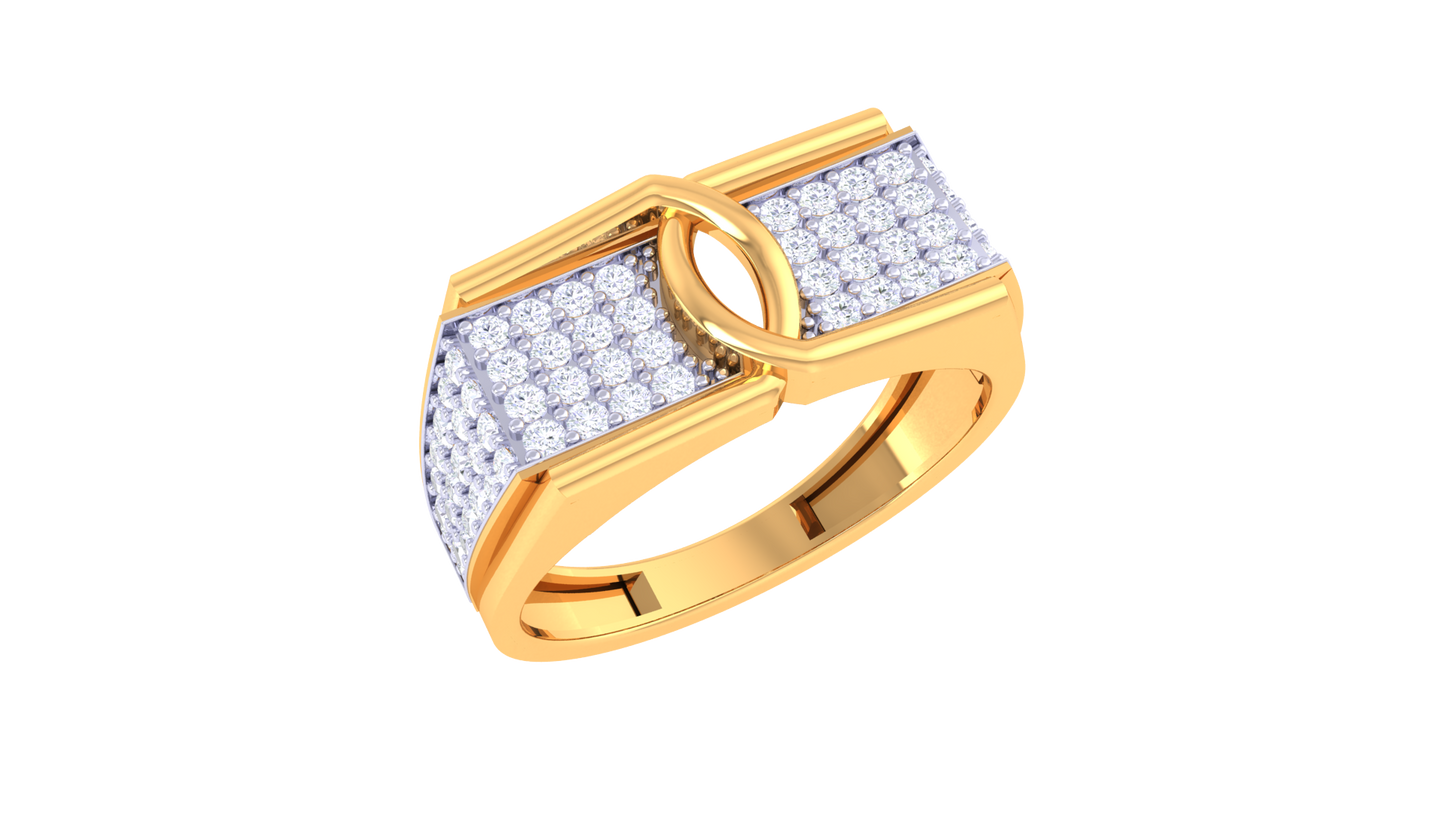 Iconique Ellipse Distinctive – 0.6 Ct Round Diamond Gold Ring