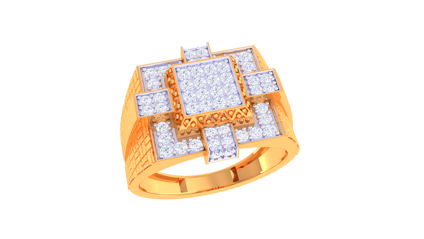 Éclat Quadrature Majesté – 0.56 Ct Round Diamond Gold Ring