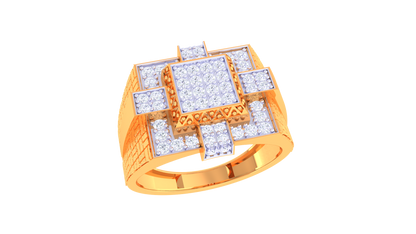 Éclat Quadrature Majesté – 0.56 Ct Round Diamond Gold Ring