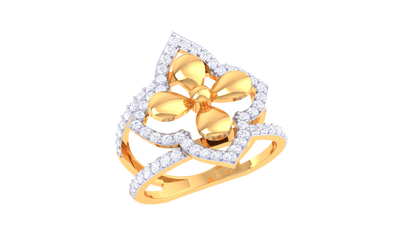 Lumiere Petal Crest Gold Ring - 0.52 Ct Brilliant Diamonds