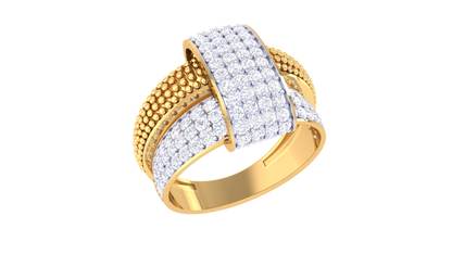 Lumiere Ornate Grid Ring In Gold – 0.89 Ct Pave Set Diamonds