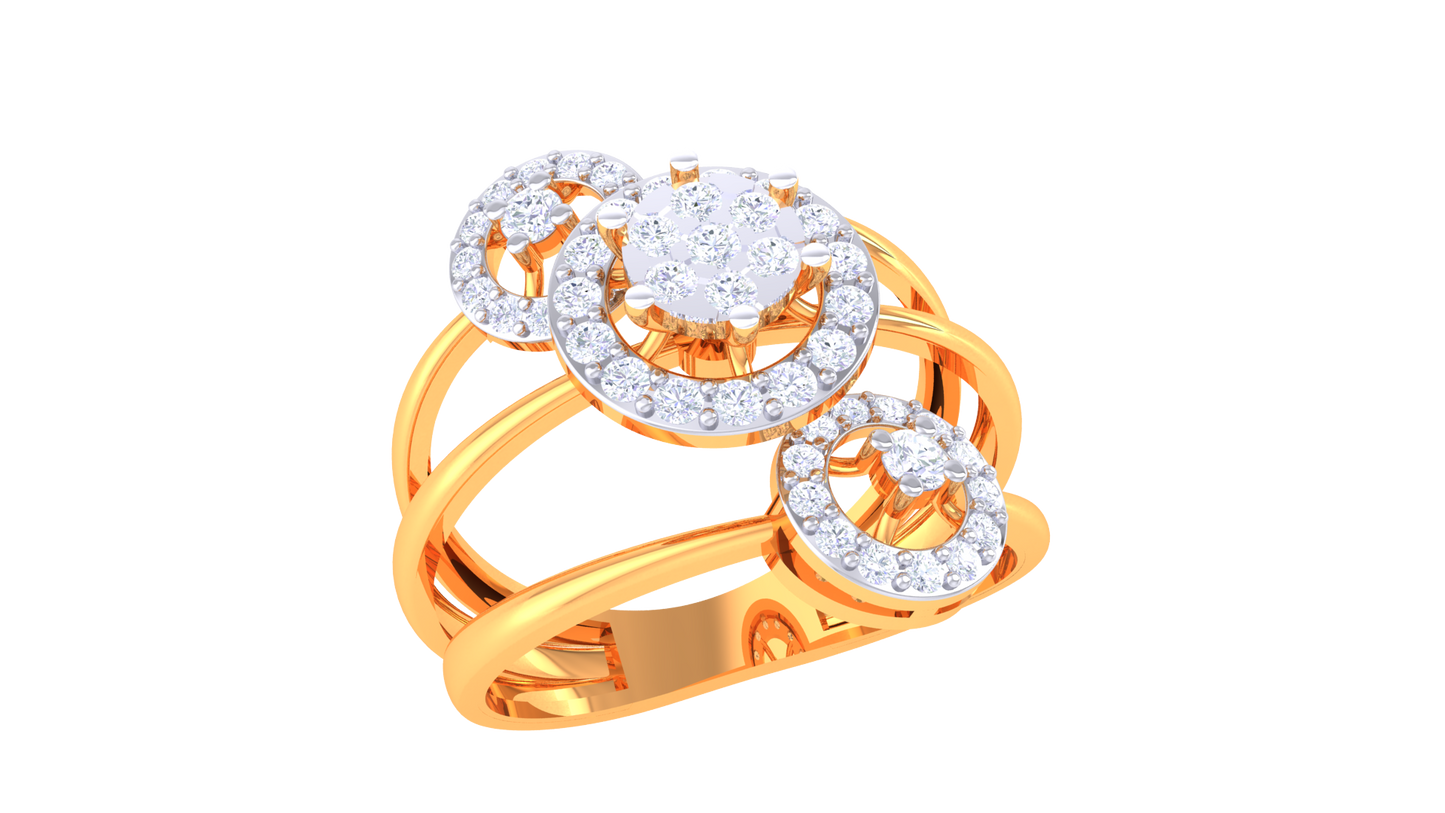 Trilune Orbitale Radiance Yellow Gold - 0.44 Ct Sparkling Round Diamond
