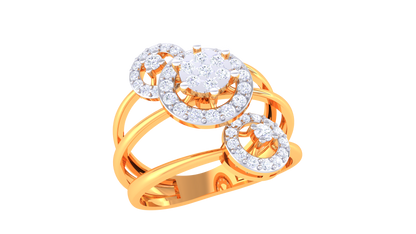 Trilune Orbitale Radiance Yellow Gold - 0.44 Ct Sparkling Round Diamond