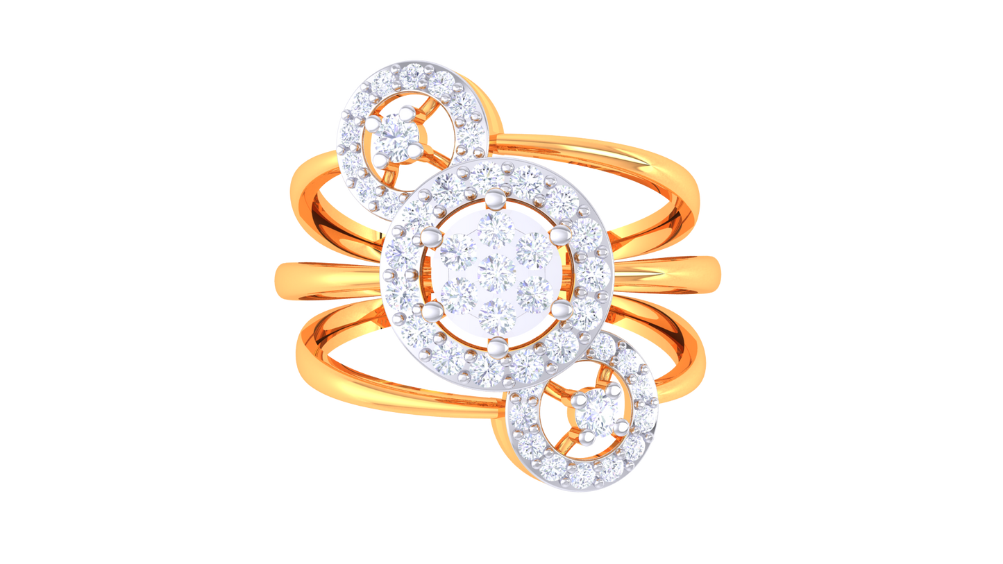 Trilune Orbitale Radiance Yellow Gold - 0.44 Ct Sparkling Round Diamond