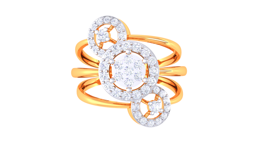 Trilune Orbitale Radiance Yellow Gold - 0.44 Ct Sparkling Round Diamond