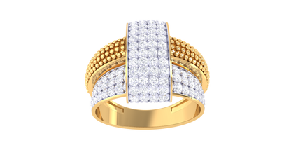 Lumiere Ornate Grid Ring In Gold – 0.89 Ct Pave Set Diamonds
