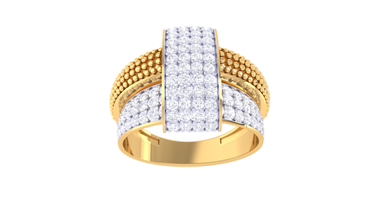 Lumiere Ornate Grid Ring In Gold – 0.89 Ct Pave Set Diamonds