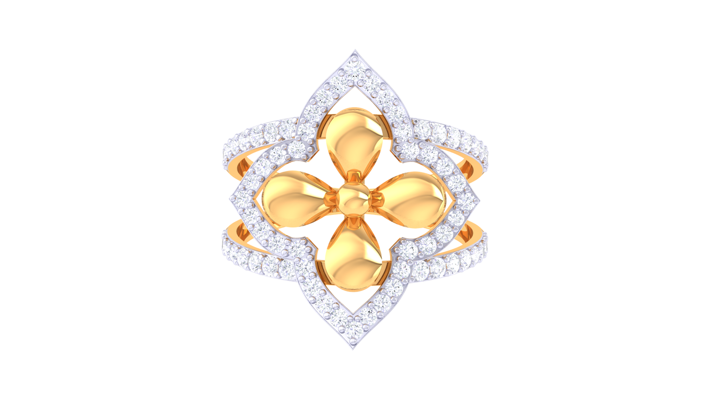 Lumiere Petal Crest Gold Ring - 0.52 Ct Brilliant Diamonds