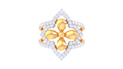 Lumiere Petal Crest Gold Ring - 0.52 Ct Brilliant Diamonds