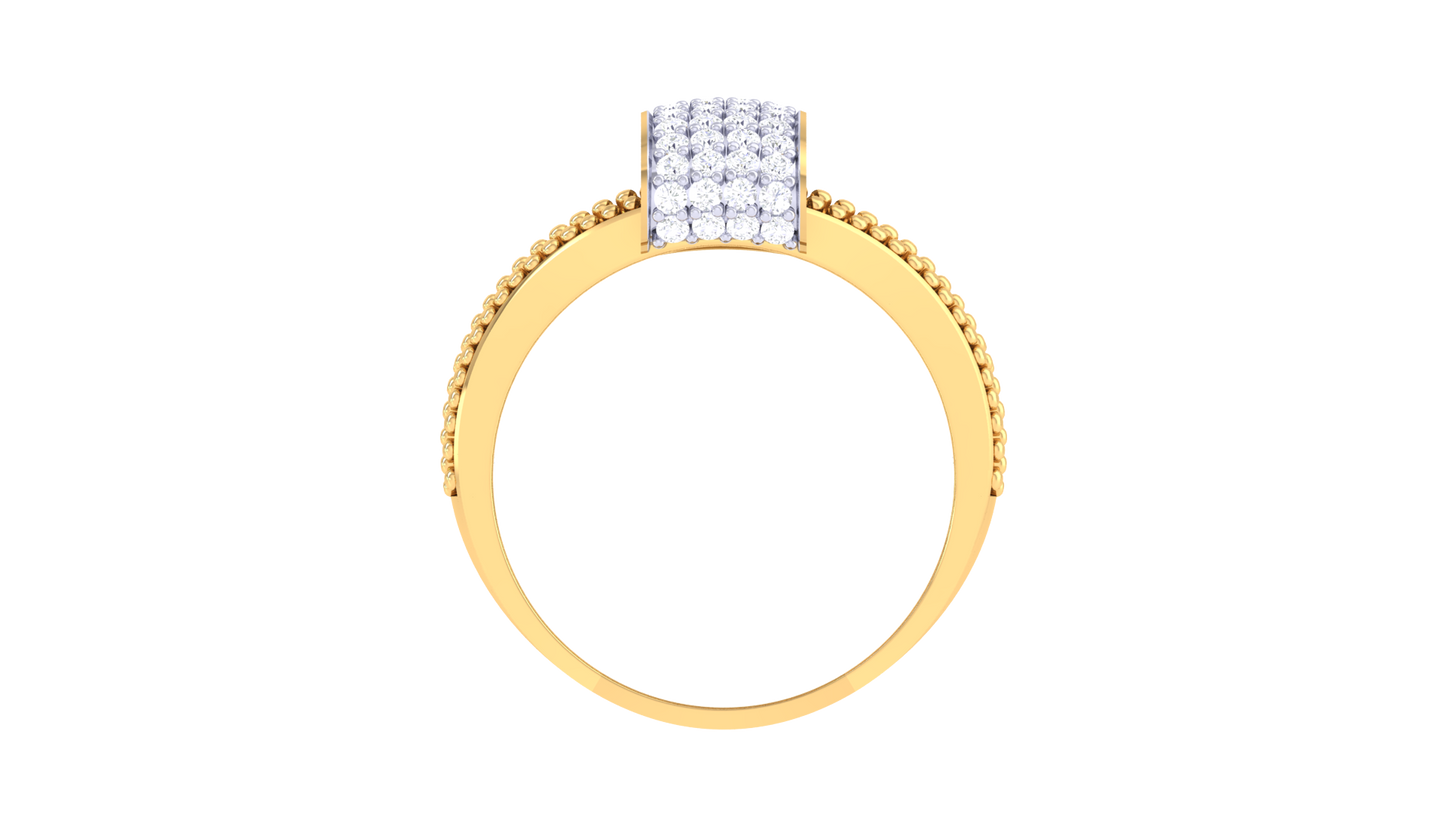 Lumiere Ornate Grid Ring In Gold – 0.89 Ct Pave Set Diamonds