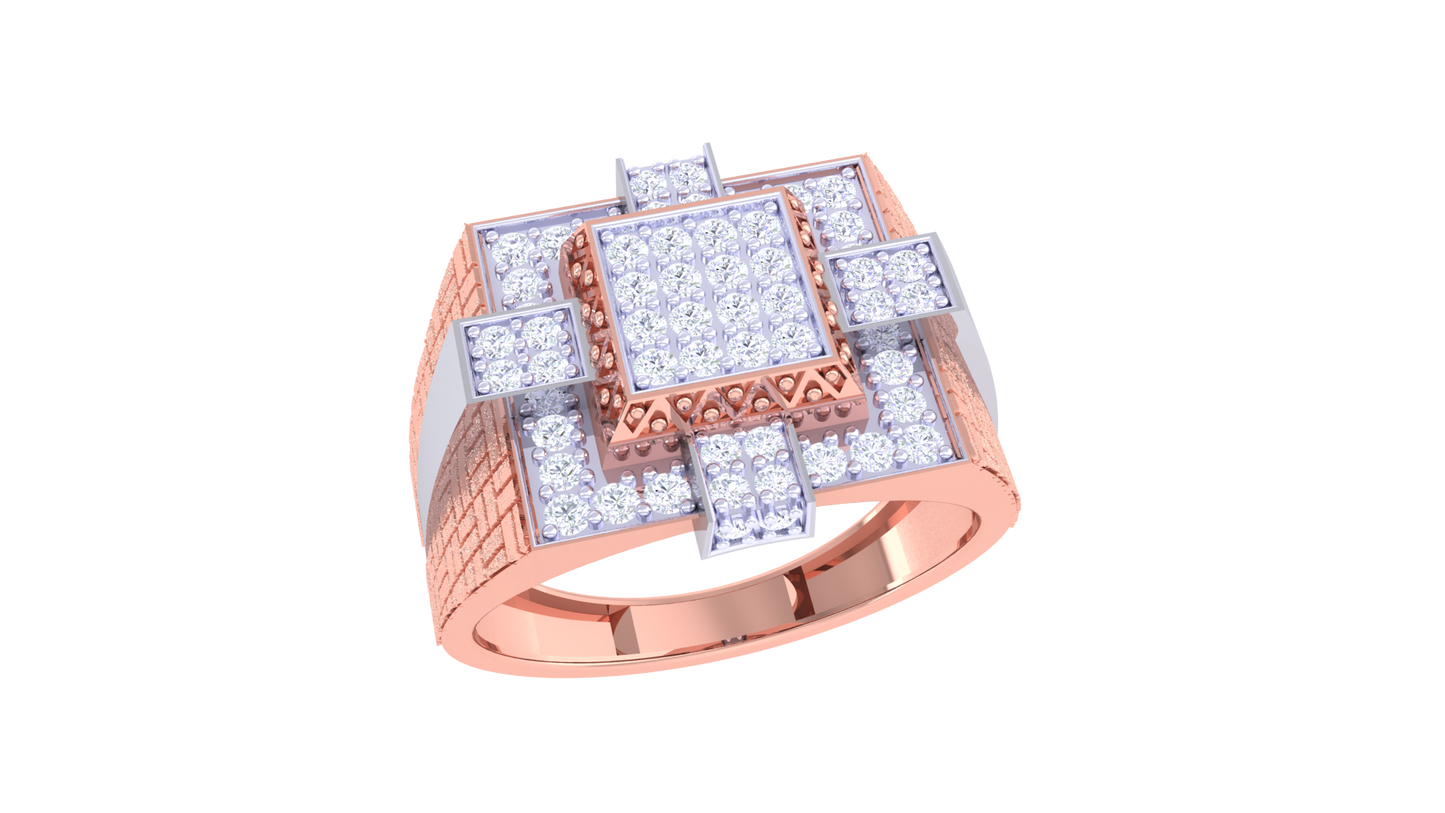 Éclat Quadrature Majesté – 0.56 Ct Round Diamond Gold Ring