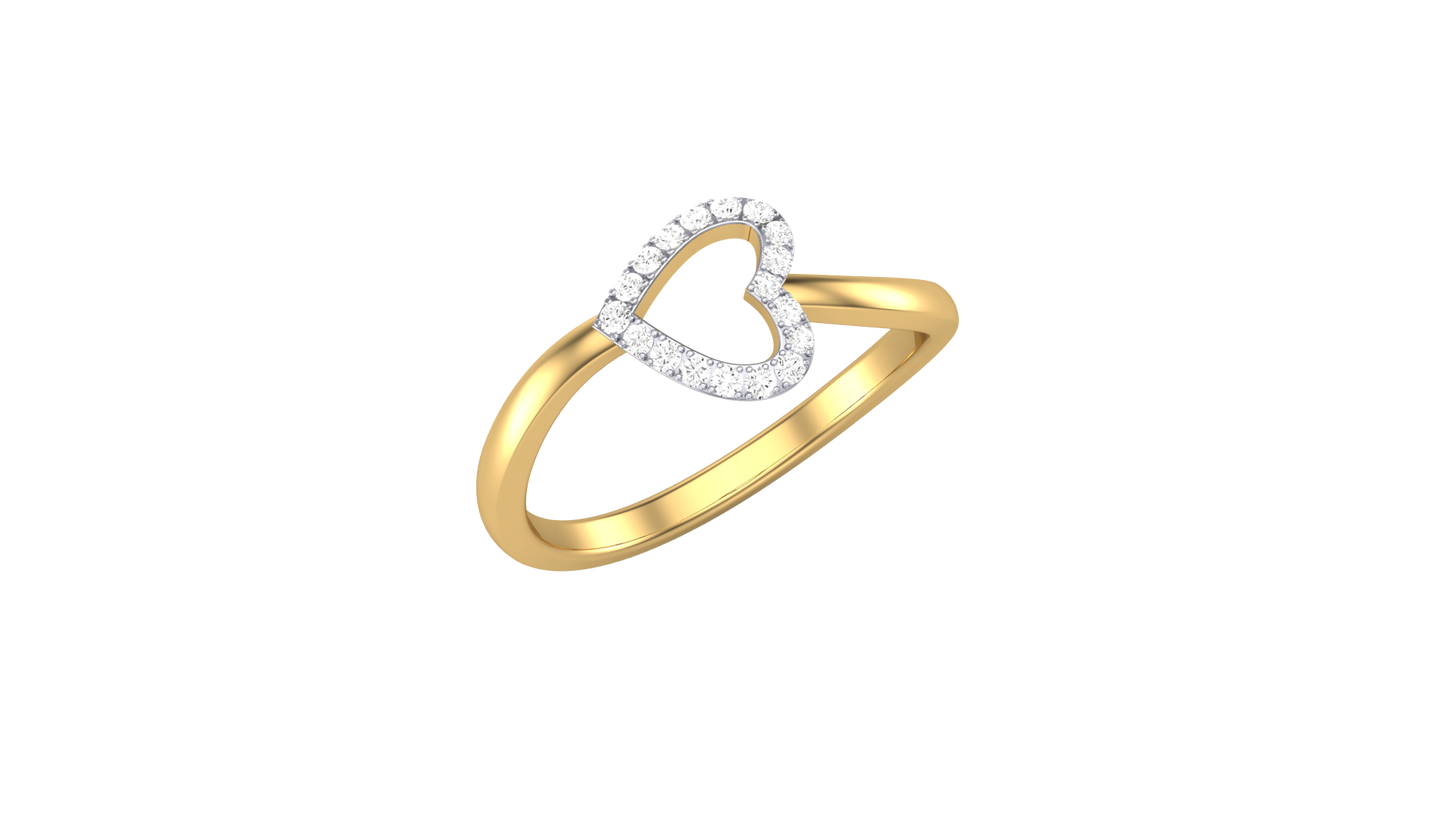 Lumiere Radiant Heart - 0.09 Ct Round Diamond Gold Ring