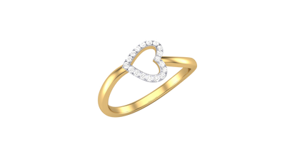 Lumiere Radiant Heart - 0.09 Ct Round Diamond Gold Ring