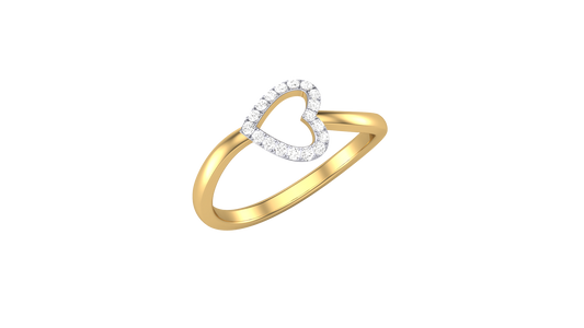 Lumiere Radiant Heart - 0.09 Ct Round Diamond Gold Ring