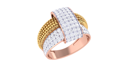 Lumiere Ornate Grid Ring In Gold – 0.89 Ct Pave Set Diamonds