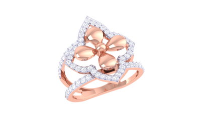 Lumiere Petal Crest Gold Ring - 0.52 Ct Brilliant Diamonds