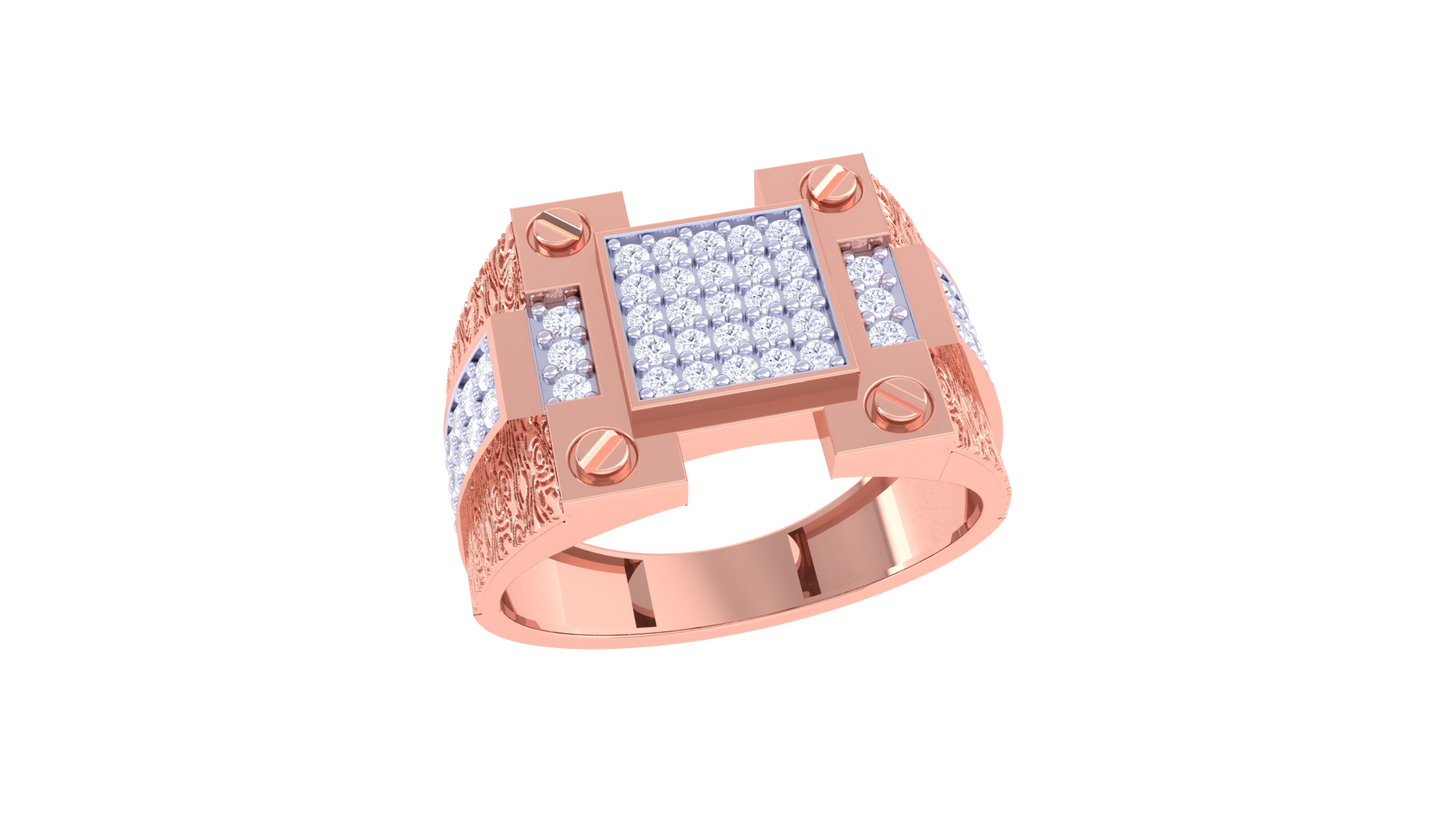 Éclat Signature Motif Gold Ring – 0.72 Ct Pave Diamonds