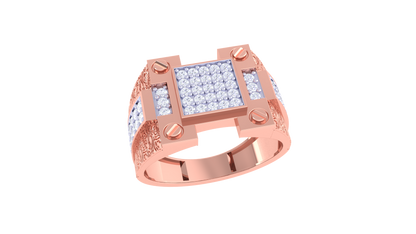 Éclat Signature Motif Gold Ring – 0.72 Ct Pave Diamonds