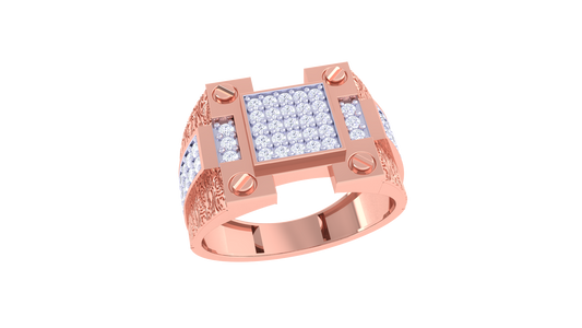 Éclat Signature Motif Gold Ring – 0.72 Ct Pave Diamonds