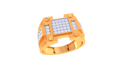 Éclat Signature Motif Gold Ring – 0.72 Ct Pave Diamonds