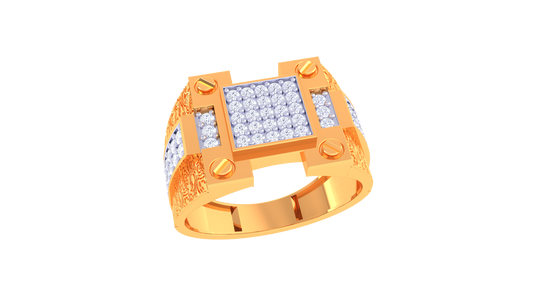 Éclat Signature Motif Gold Ring – 0.72 Ct Pave Diamonds