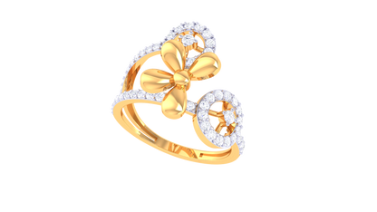 Lumiere Twin Halo Bloom Gold Ring - 0.45 Ct Diamond Accents