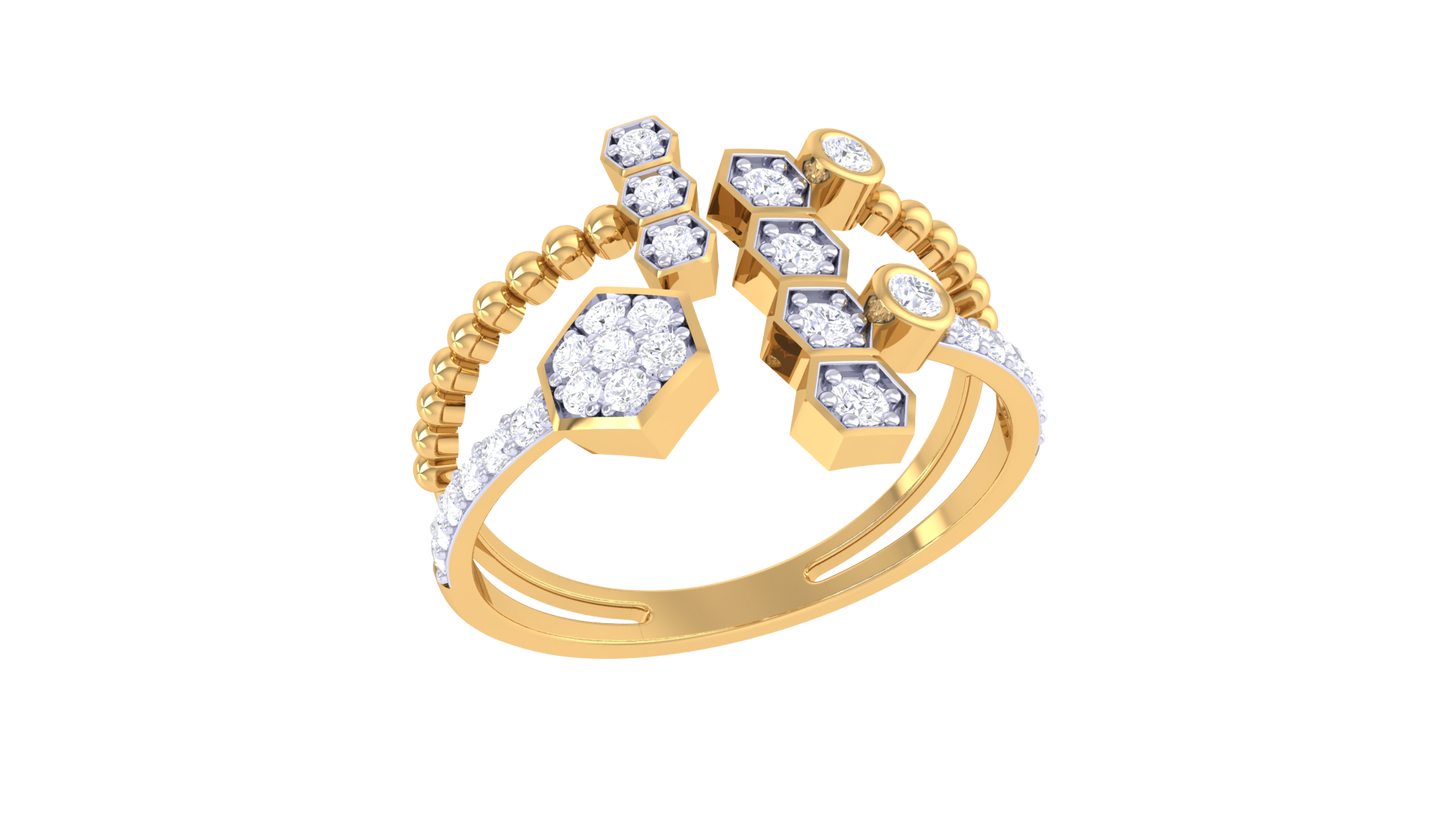 Eclat Geo Bloom Diamond Ring in Gold – 0.25 Ct Brilliant Cut