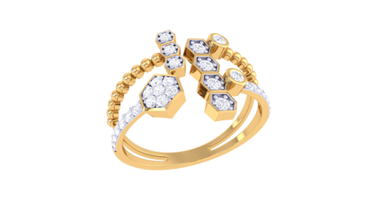 Eclat Geo Bloom Diamond Ring in Gold – 0.25 Ct Brilliant Cut