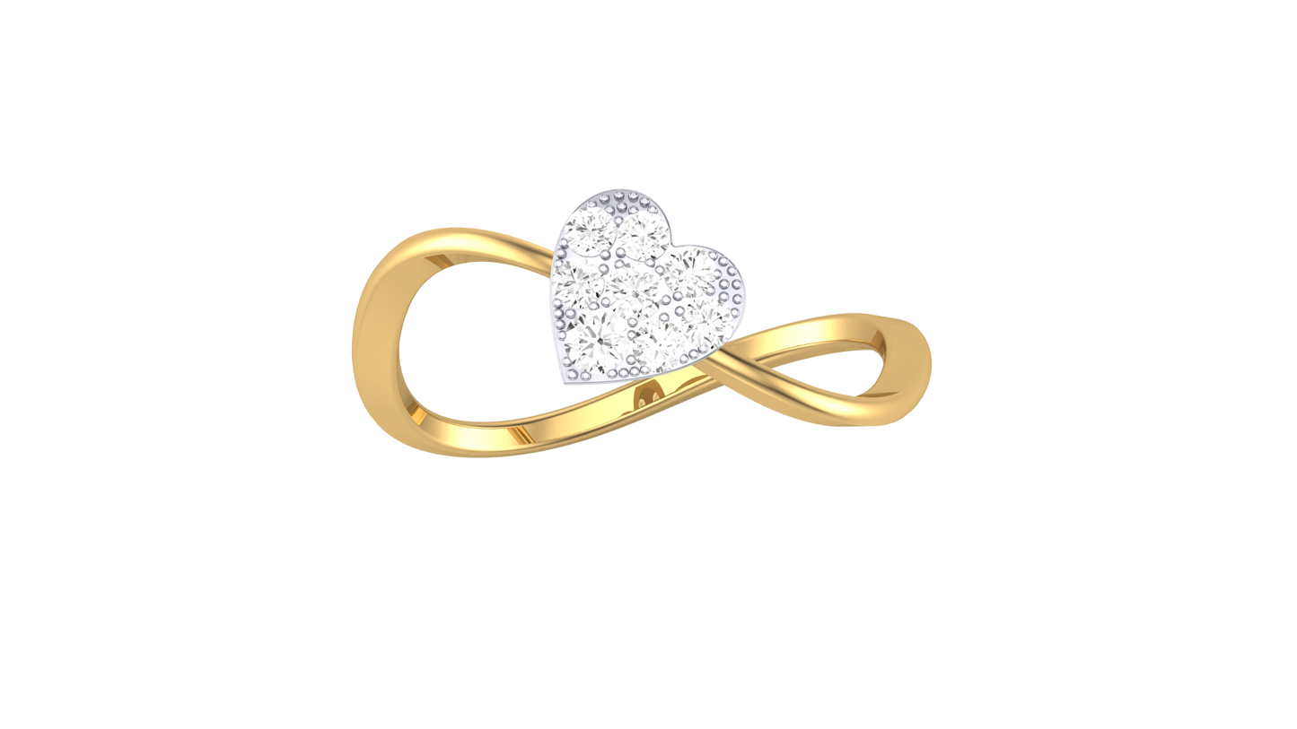 Eclat Fleuron Bold Cluster Ring - 0.17 Ct Heart Shaped Round Diamonds In Gold