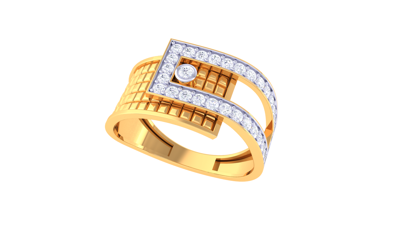 Éclat Angulaire Moderne – 0.39 Ct Round Diamond Gold Ring